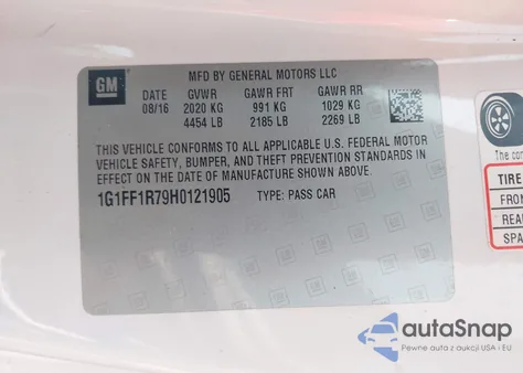 2017 Chevrolet Camaro 1Ss z USA, uszkodzony, nr VIN 1G1FF1R79H0121905